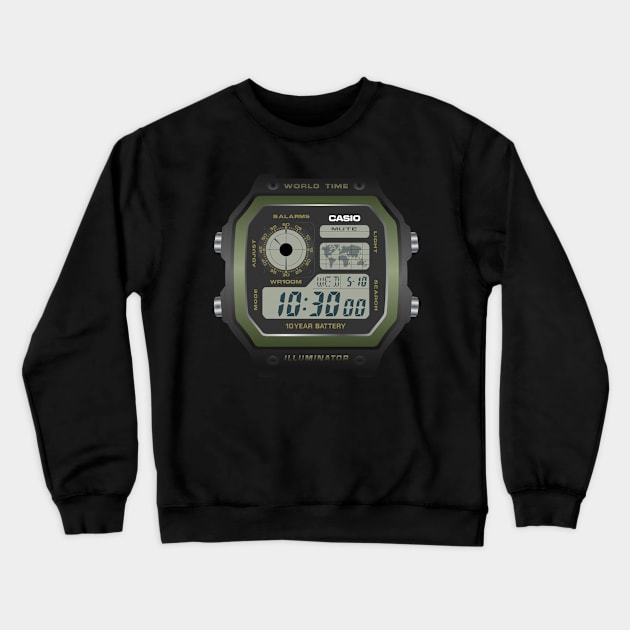 Casio Royale Green Bezel Crewneck Sweatshirt by RadDadArt